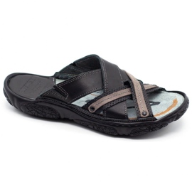 Lemar Muške kožne papuče 1654 crne boje crna