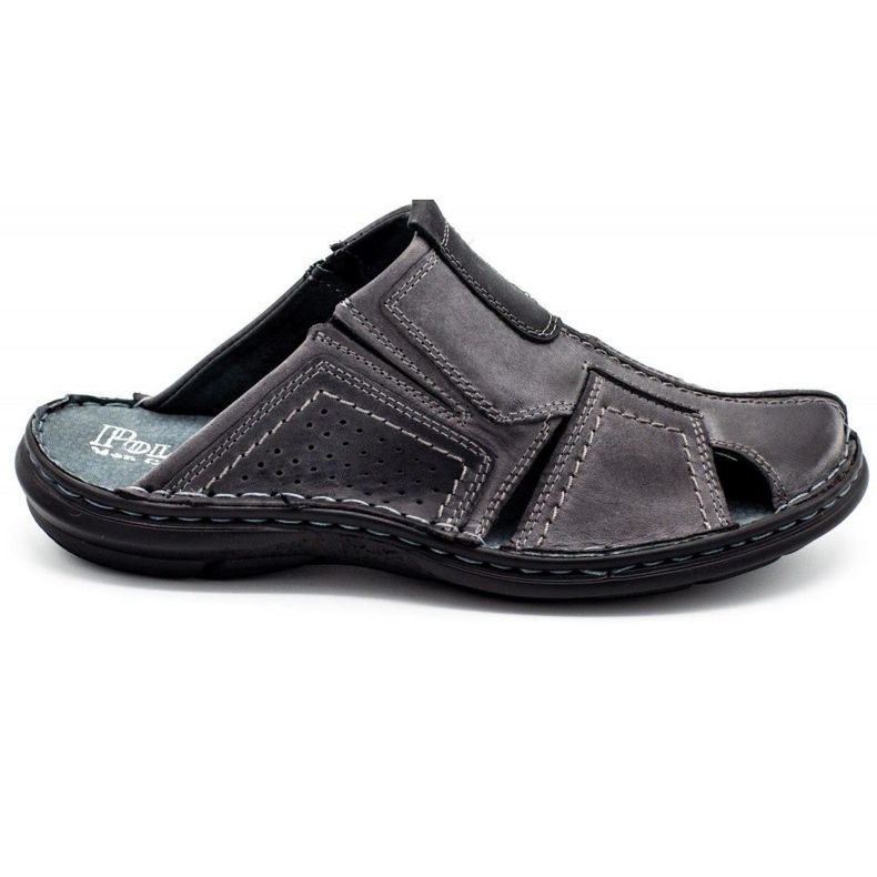 Polbut Muške kožne papuče 312 sive boje siva