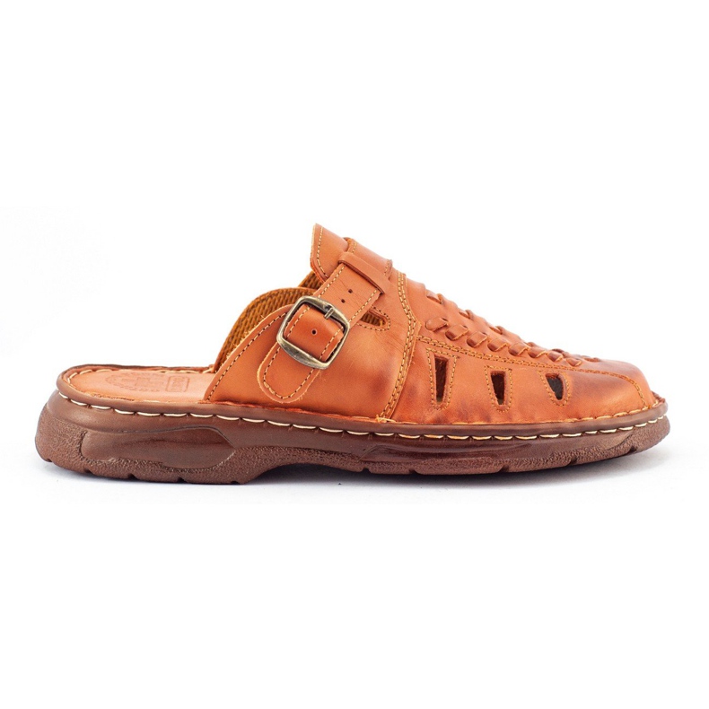 ŁUKPOL Muške kožne papuče umetak od jastuka smeđe boje 806 smeđa