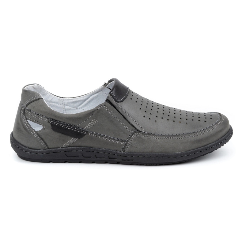 Olivier Sive muške kožne mokasine za ljeto 602 siva