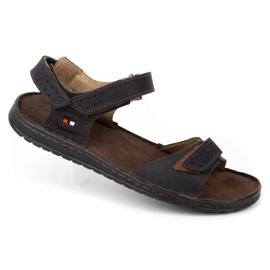 KOMODO Crne muške kožne sandale 881K crna