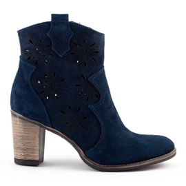 Olivier Ažurne čizme Lena s visokim potpeticama, tamnoplave boje plava