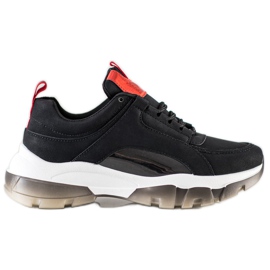 SHELOVET Crne eko kožne tenisice crna