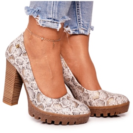 Crpke na šipci i platformi Maciejka Gold-Beige 02629-25 bež smeđa zlatni