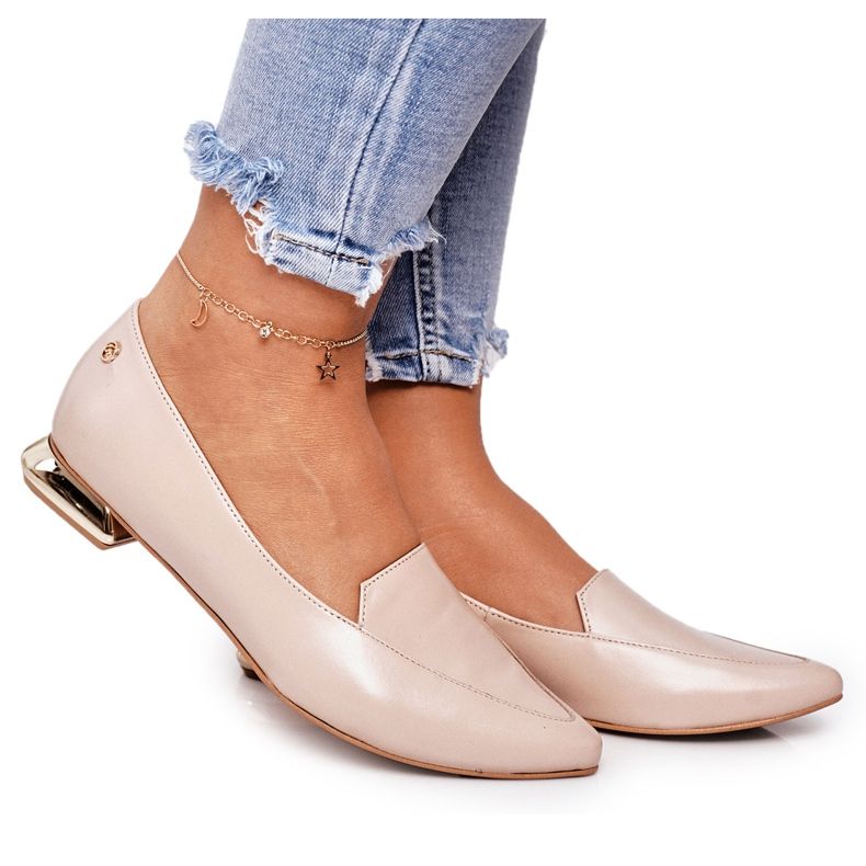 Ženske natikače na zlatne štikle Laura Messi 2013 Bež