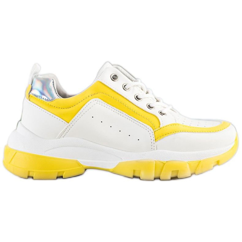 SHELOVET Tenisice od eko kože bijela srebro žuta boja