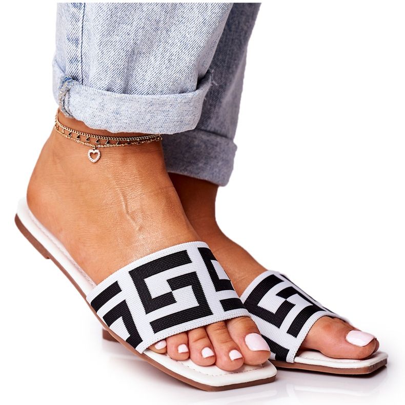 Ženske klasične papuče bijele Melinda bijela crno