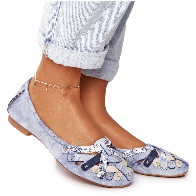 Ženske kožne balerinke Maciejka Blue 01358-45 plava