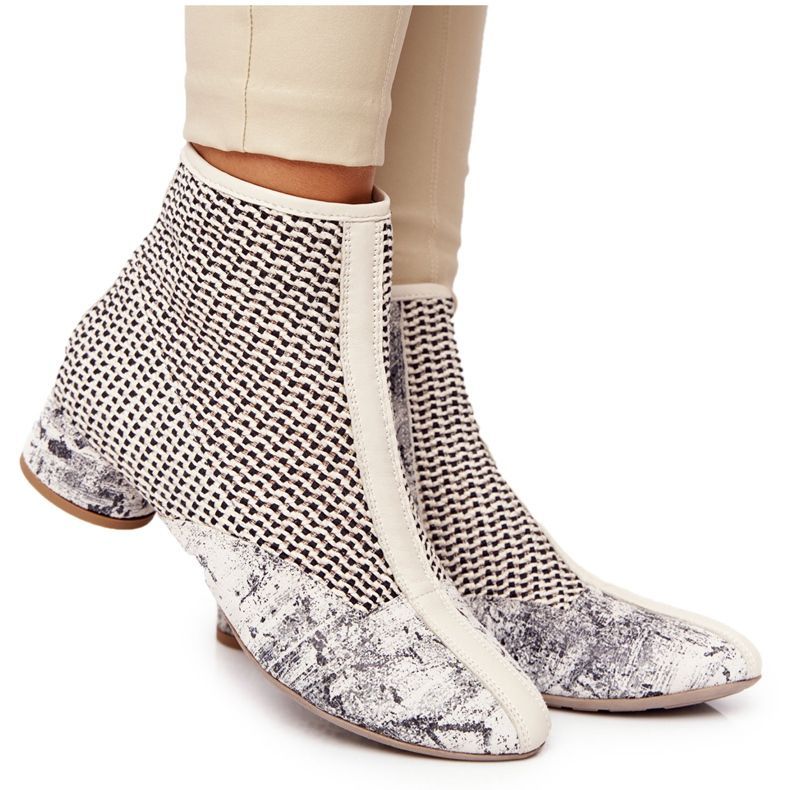 Čizme s pletenom petom Maciejka 04937-03 Siva bež