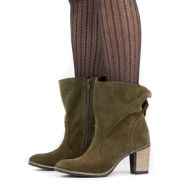 Olivier Ažurne kožne čizme Sophia green zelena