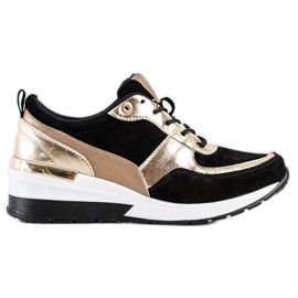 Crne i zlatne kožne tenisice VINCEZA crna zlatni