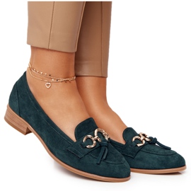 Elegantne ženske mokasine Vinceza 10585 Suede Green zelena zlatni