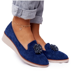 Elegantne cipele na klin Vinceza 10580 Suede Navy Blue tamnoplava
