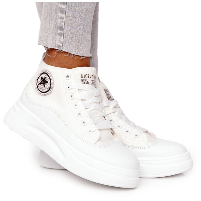 Ženske visoke tenisice na platformi Bijela Lijepa djevojka