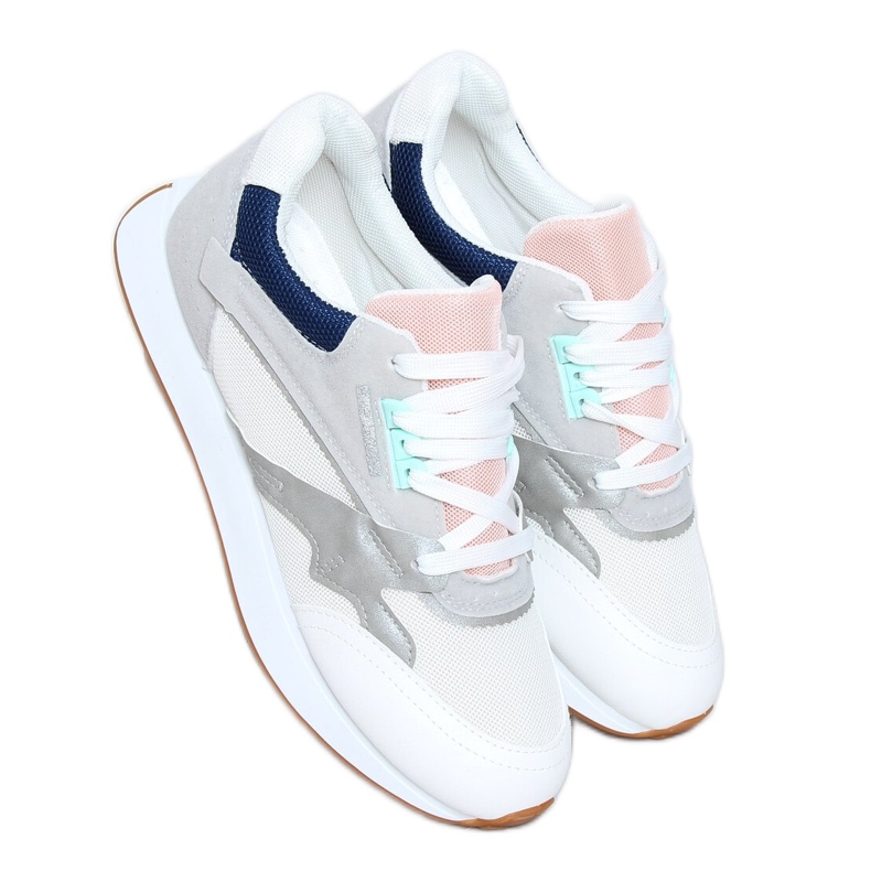 Višebojne ženske sportske cipele NB372 Bijela mornarsko plava ružičasta srebro siva