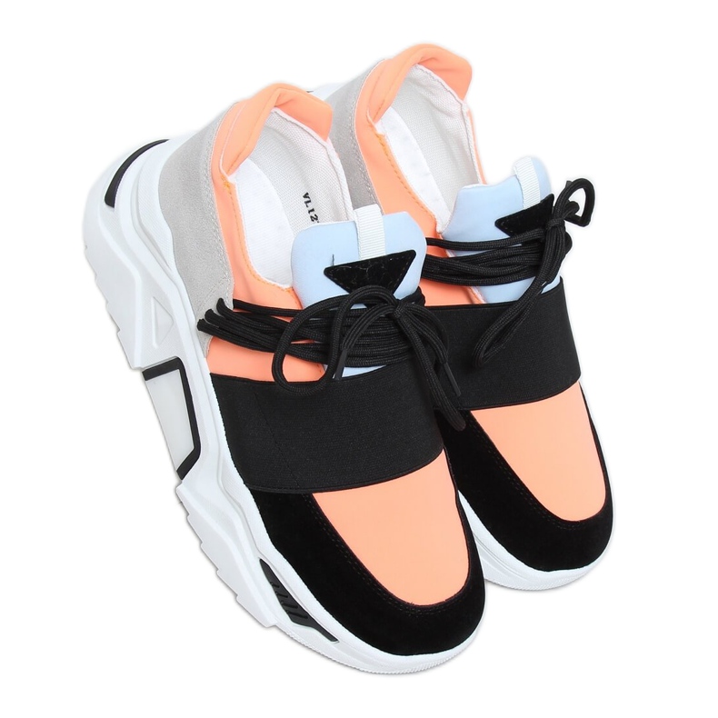 Sportske cipele s visokim potplatom VL127 Crna crno ružičasta siva