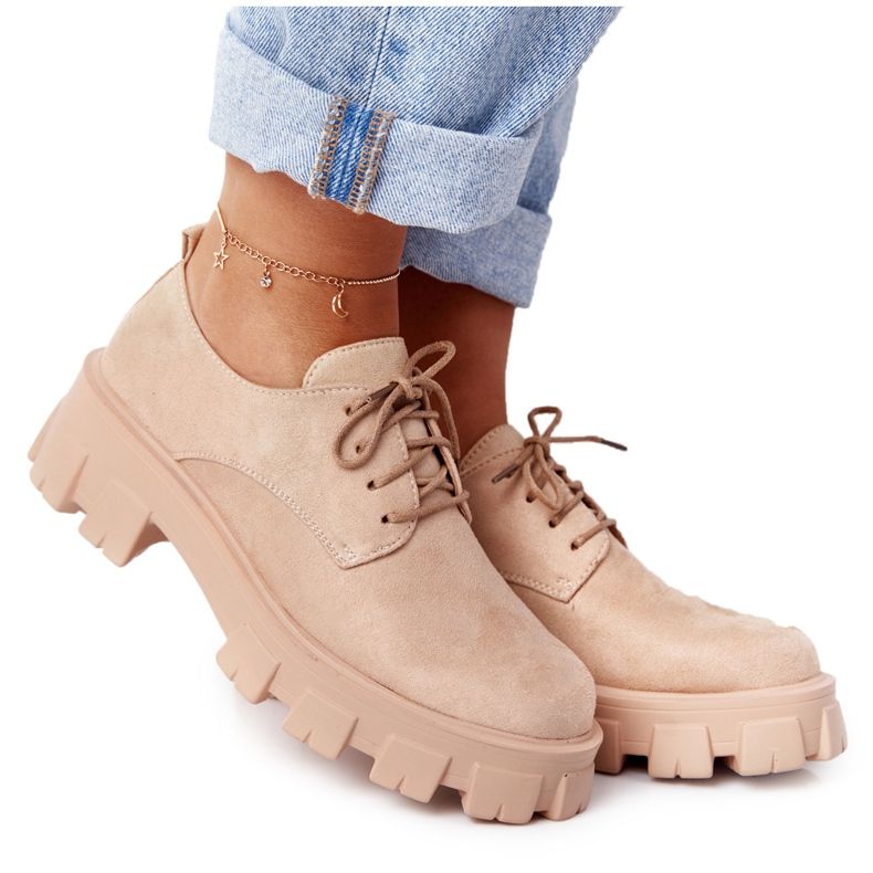 PS1 Ženske cipele od antilopa Oxfords na platformi Nude Imogen bež ružičasta