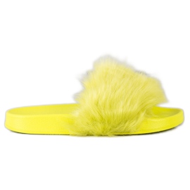 SHELOVET Gumene papuče s krznom zelena žuta boja