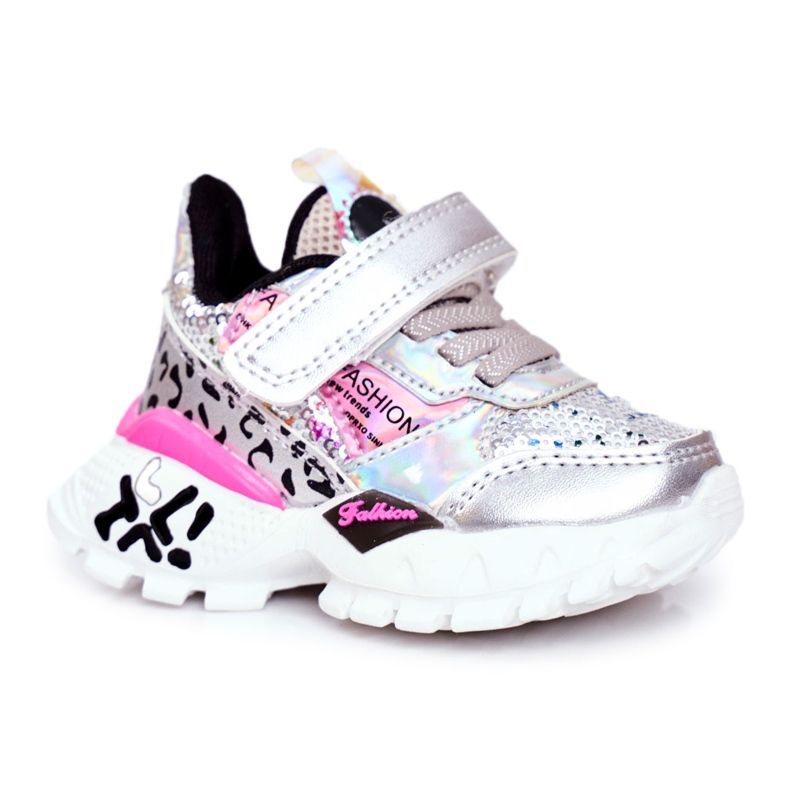 FRROCK Sportske dječje cipele sa čičak srebrom Be Happy siva