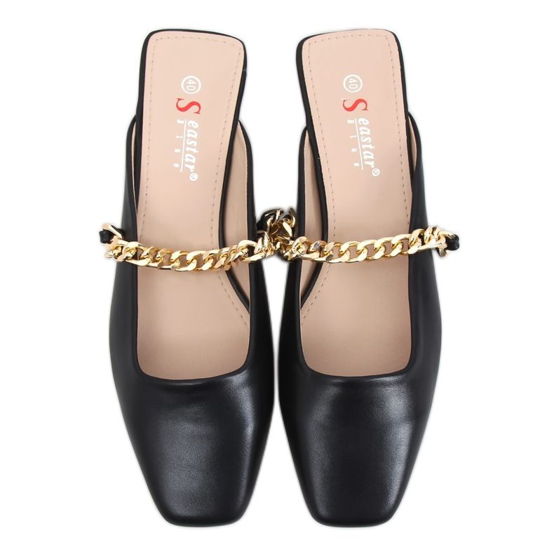 Crne papuče s lancem T399P Crne crno