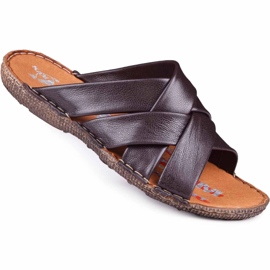 Kampol Muške kožne papuče 214 / BR smeđe smeđa