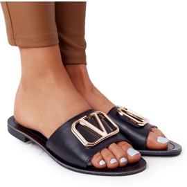 PS1 Ženske klasične crne papuče Vicky crna zlatni