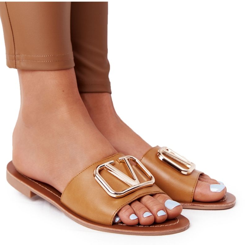 PS1 Ženske klasične papuče Camel Vicky smeđa zlatna