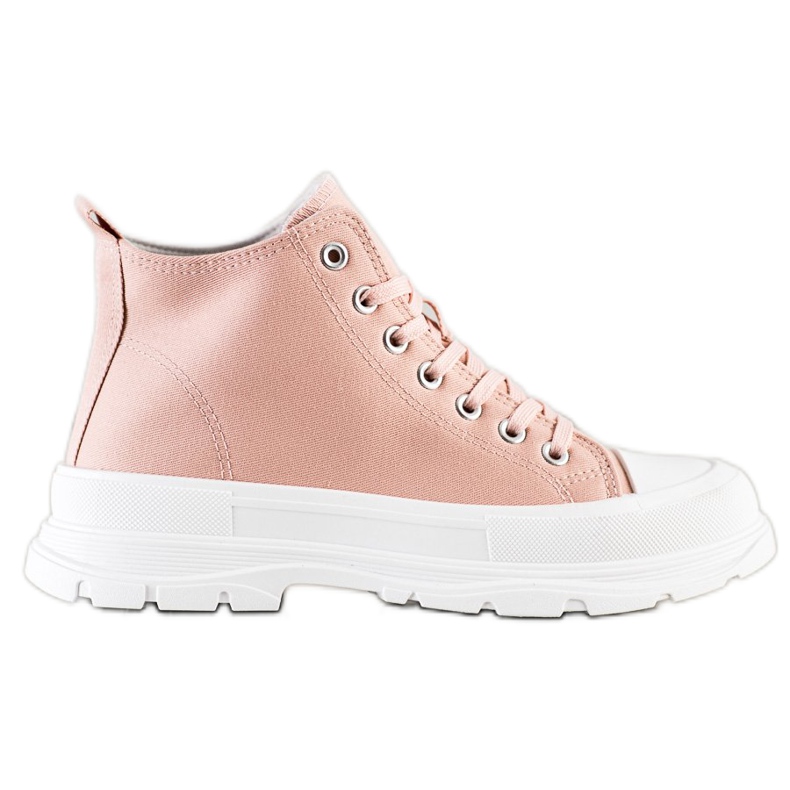SHELOVET Visoke tenisice na platformi ružičasta