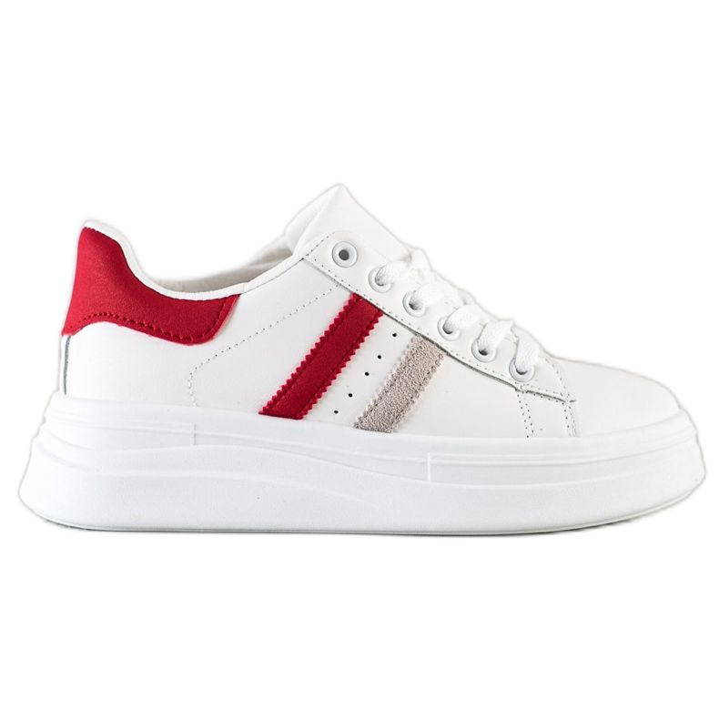 SHELOVET Tenisice s umetcima od antilopa bijela