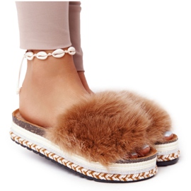 PS1 Camel Adventure Platform Papuče s krznom smeđa višebojan