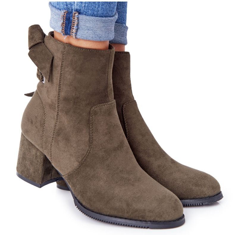 PJ1 Ženske tople čizme na petu Kayla zelena