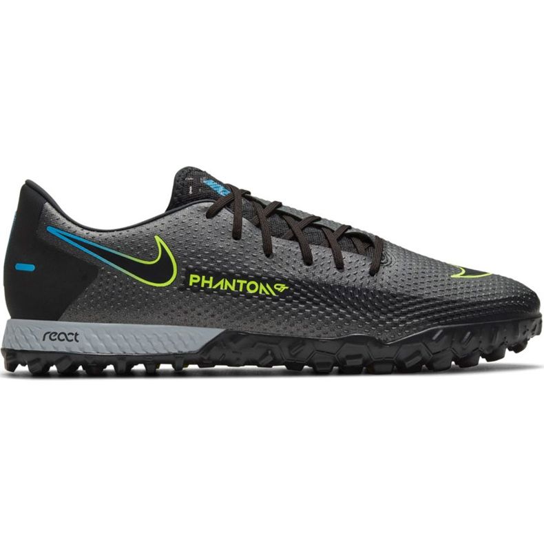 Nike React Phantom Gt Pro Tf nogometne cipele crne CK8468 090 crno crno