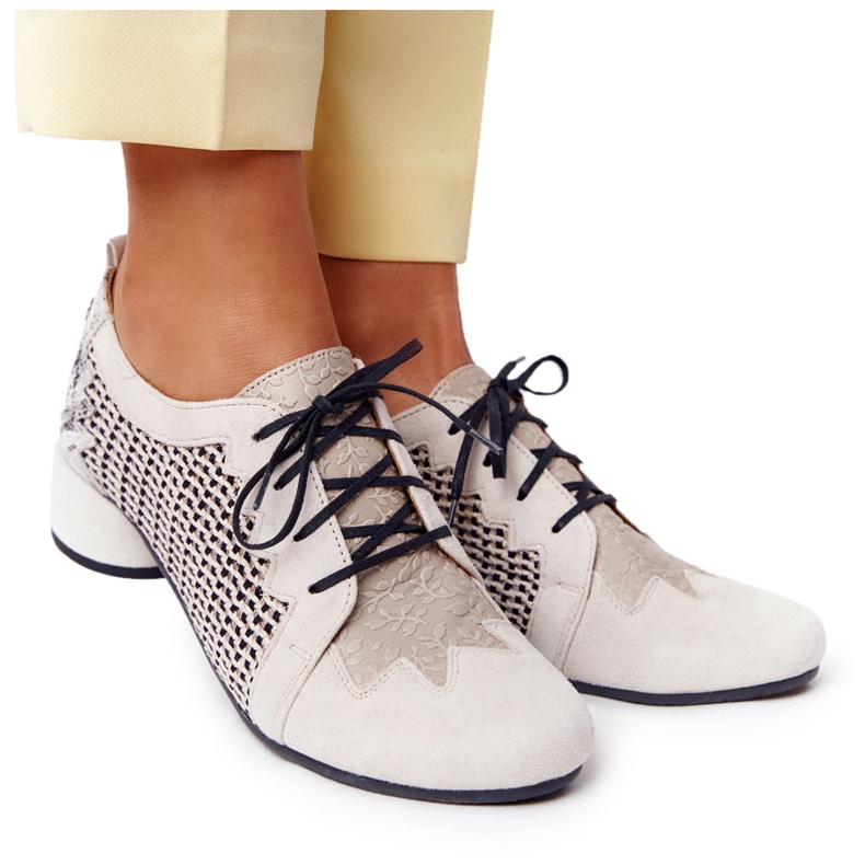 Pletene cipele na štiklu Maciejka 04890-04 Bež