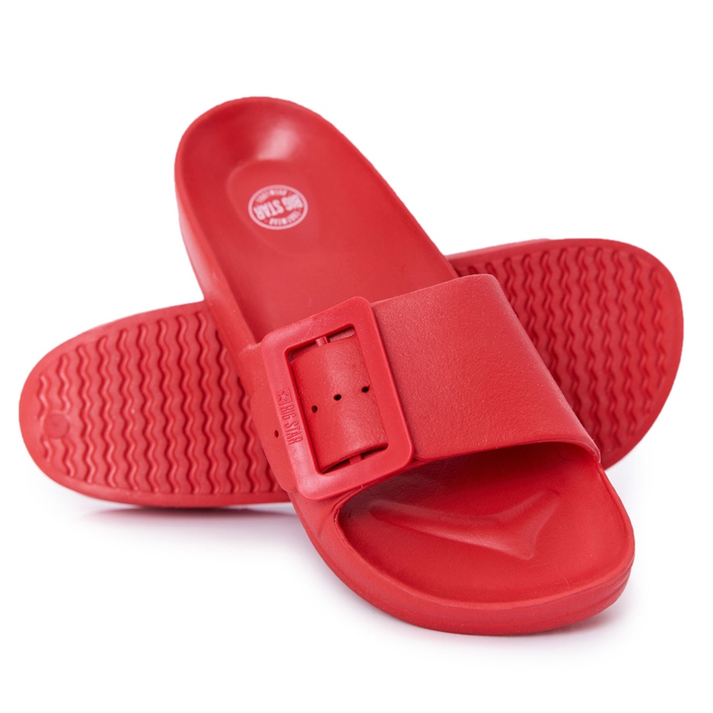 Ženske papuče Big Star s kopčom FF274A385 Crvena