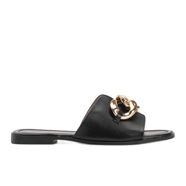 Crne papuče sa zlatnim lancem Liberty crna