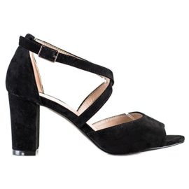 VINCEZA sandale od antilopa crna