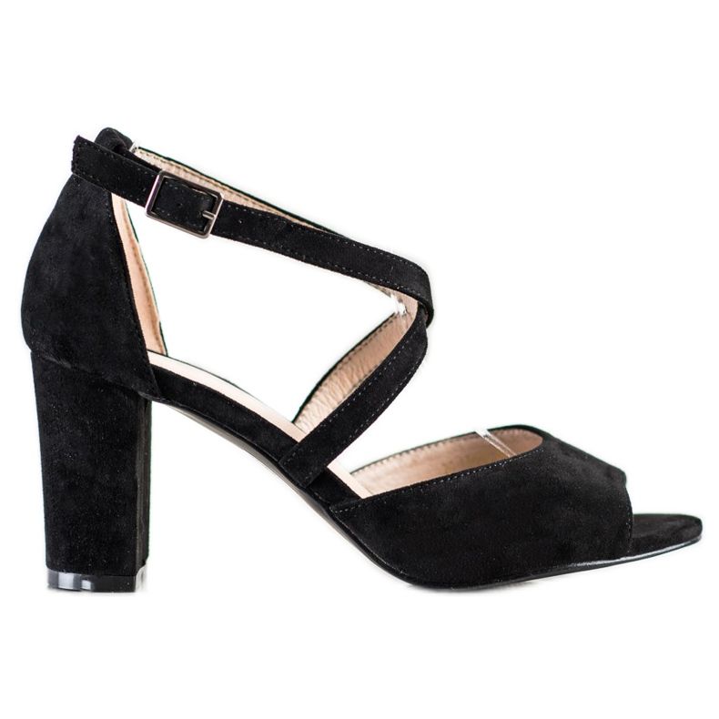 VINCEZA sandale od antilopa crno