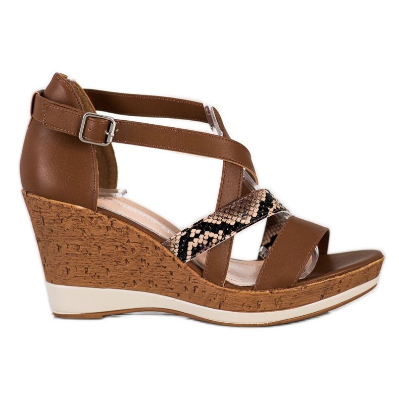 Sergio Leone Smeđe sandale na klinu smeđa