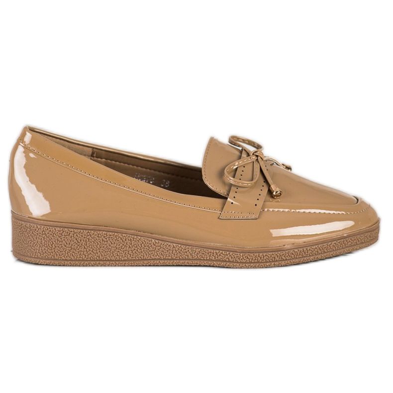 SHELOVET Lakirane mokasine na platformi smeđa