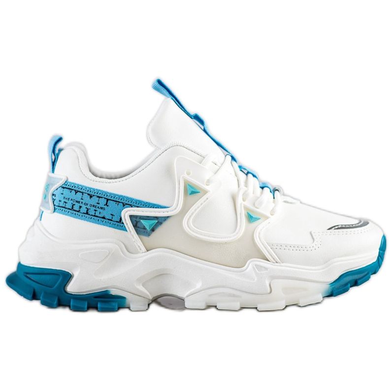 SHELOVET Tenisice s plavim modnim umetcima bijela