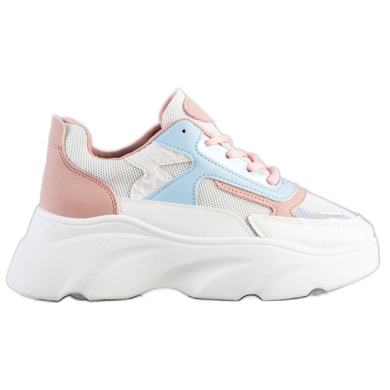 SHELOVET Šarene tenisice na platformi bijela raznobojna