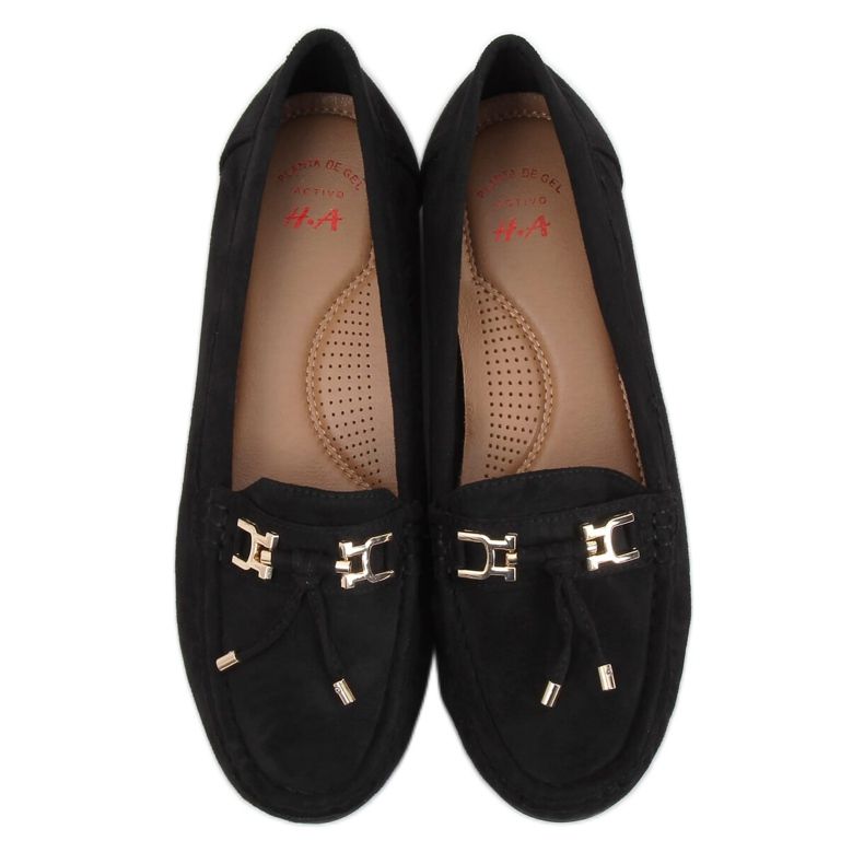 Crne ženske mokasine s platformom crne H9228 Negro crno