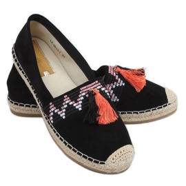 Crne boho espadrile s resama LX-3R11 Crna crno