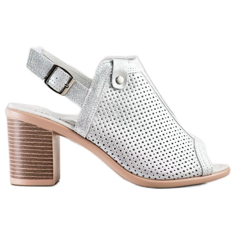 Sjajne sandale izrađene od VINCEZA kože srebro
