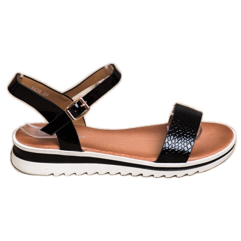 Weide Ležerne sandale sa lakom crno