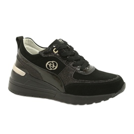 Evento Kožne ženske tenisice na wedge 21PB08-3954 crne crna