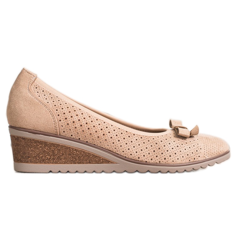 Vinceza Ažurne pumpe s klinom bež