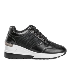 Crne sjajne tenisice na klinu Mara crna