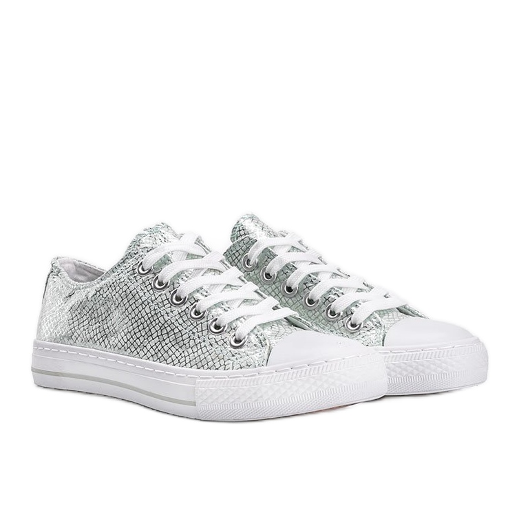 Zelene tenisice s temom metalne zmijske kože Melinda zelena