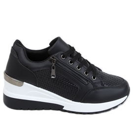 Crne MY-2716 Crne sportske cipele na skrivenoj klinnoj peti crna